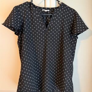 Maurices Black Short-Sleeve V-Neck Polka Dot Blouse